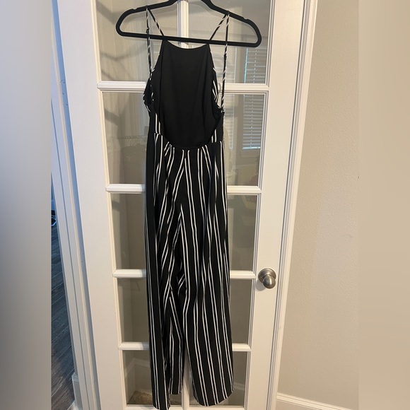 HYFVE Black and White Striped Halter Wide-Leg Jumpsuit - Picture 6 of 8